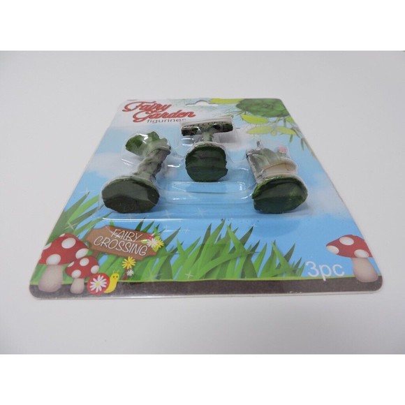 Fairy Garden Sweets 2" Figurines 3pc pack Welcome Sign Stump/Frog Faucet/Flowers - Picture 5 of 5